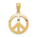 10K Yellow Gold Polished Peace Sign Circle Pendant Charm O544067