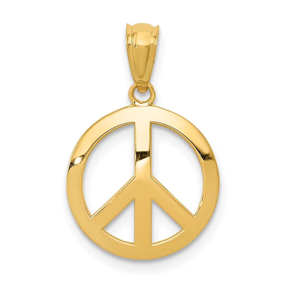 10K Yellow Gold Polished Peace Sign Circle Pendant Charm O544067