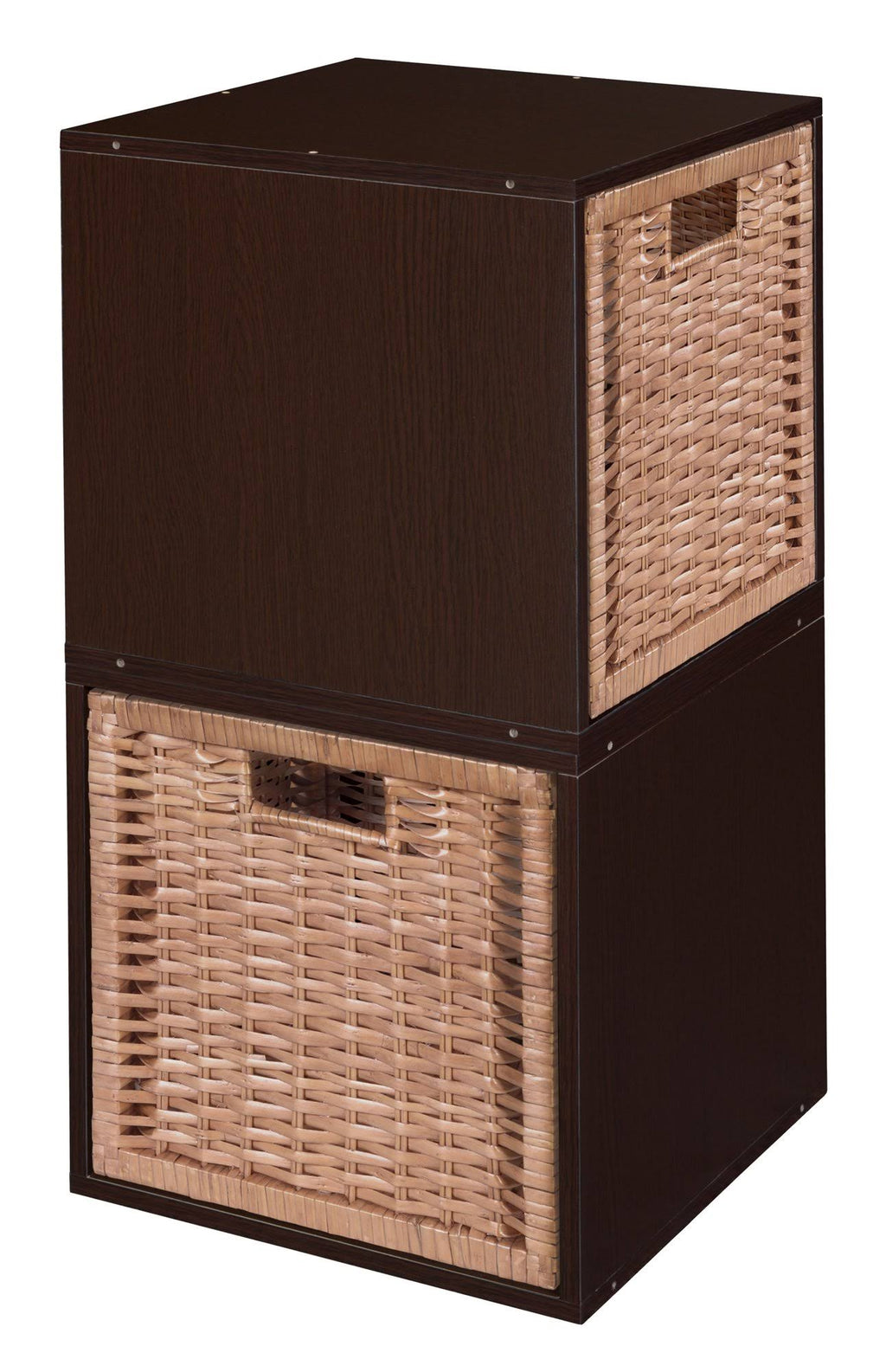 Truffle/Natural 2 Cubes and 2 Wicker Baskets Storage Set V597