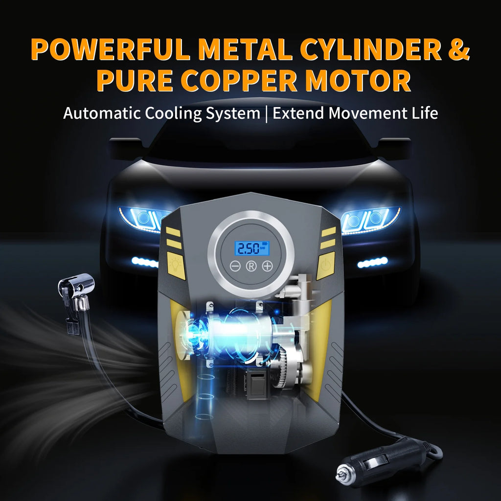 Compresor de Aire Portátil 12V 150 PSI con Manómetro Digital B5618