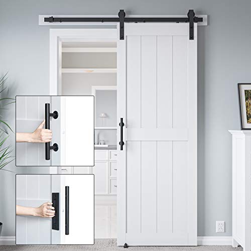 32in x 84in White MDF Sliding Barn Door with Hardware Kit Y482