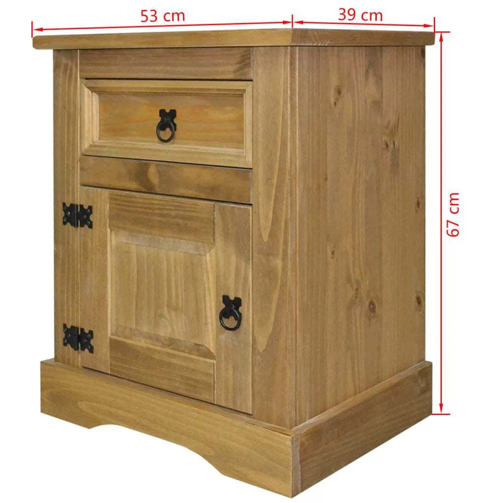 Rustic Wood Nightstand with Storage Drawer and Cabinet R2292