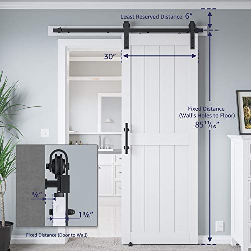 32in x 84in White MDF Sliding Barn Door with Hardware Kit Y482