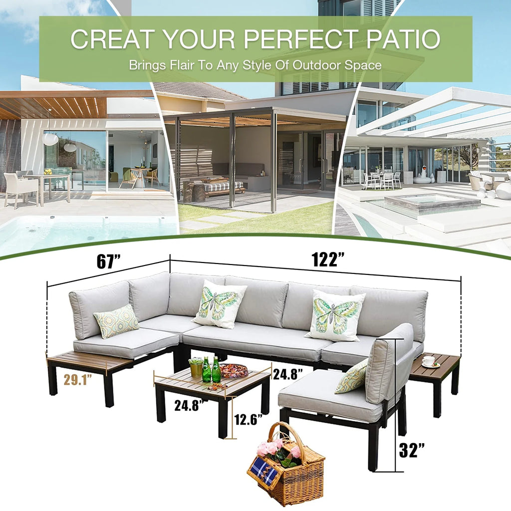 6-Piece Patio Conversation Set Outdoor Sofa with Cushions N59877