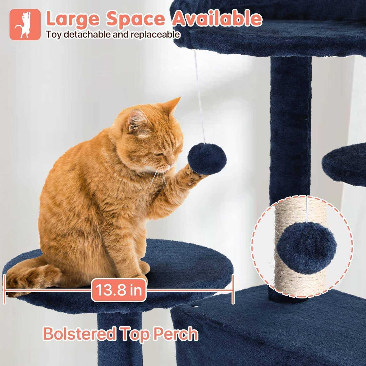 54-in Double Condo Cat Tree Tower Playhouse with Scratching Post & Perch F41159