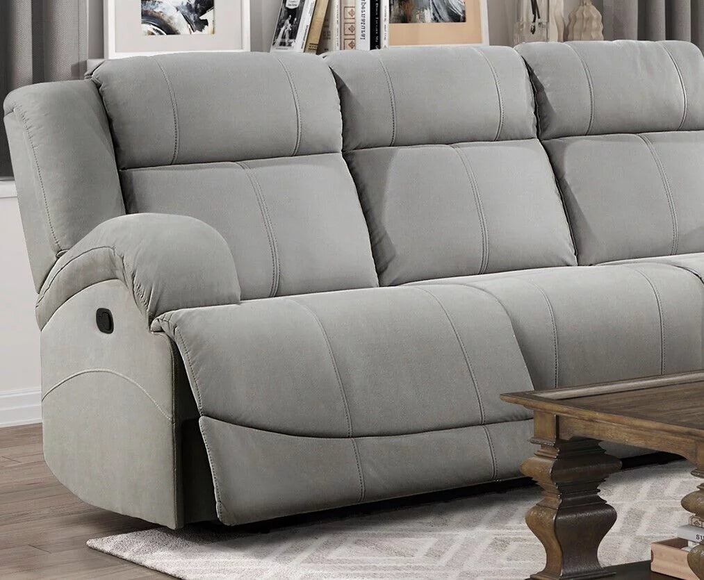 Gray Polished Microfiber Reclining Sofa Set 2pc D306486