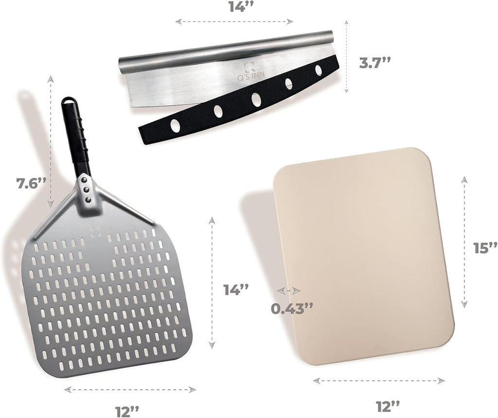 Perforated Pizza Peel 12x14 Inch Anodized Aluminum Pizza Paddle, Pack of 2 R233
