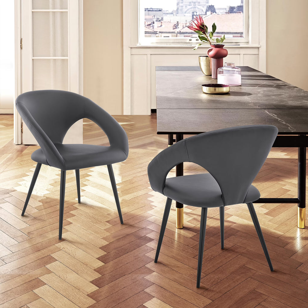 Gray/Black Metal Dining Chair Set of 2 E76246