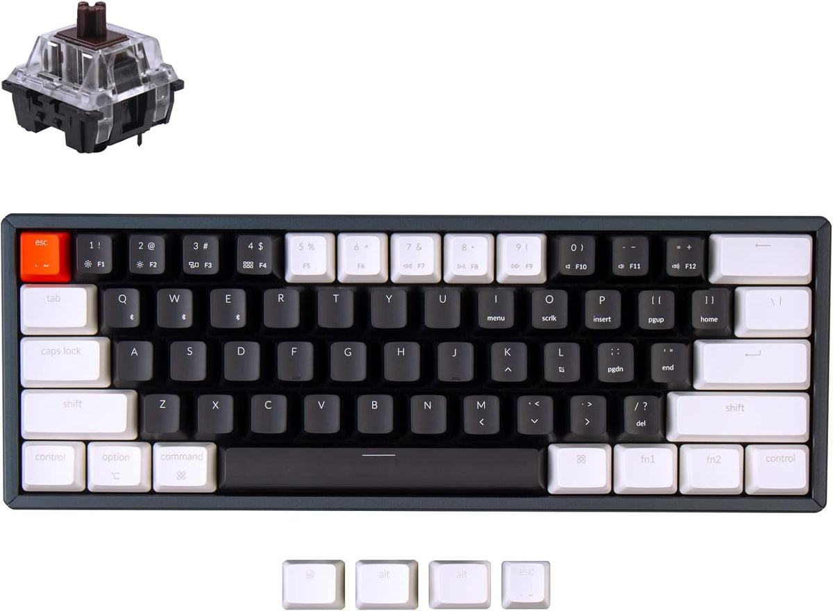 60% Layout Hot-swappable Bluetooth Wireless/USB Wired Mechanical Keyboard with Brown Switch Aluminum Frame D3269