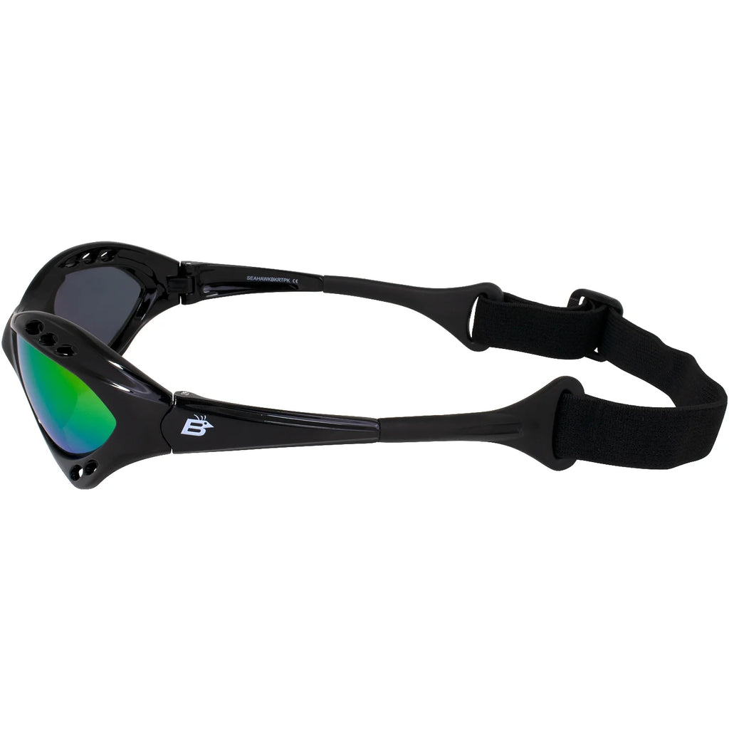 2 Pairs Padded Polarized Sunglasses w/Strap Silver w/Smoke Lens Black w/Pink Mirror Lens H29600