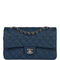 Classic Double Flap Bag Blue Caviar K2773