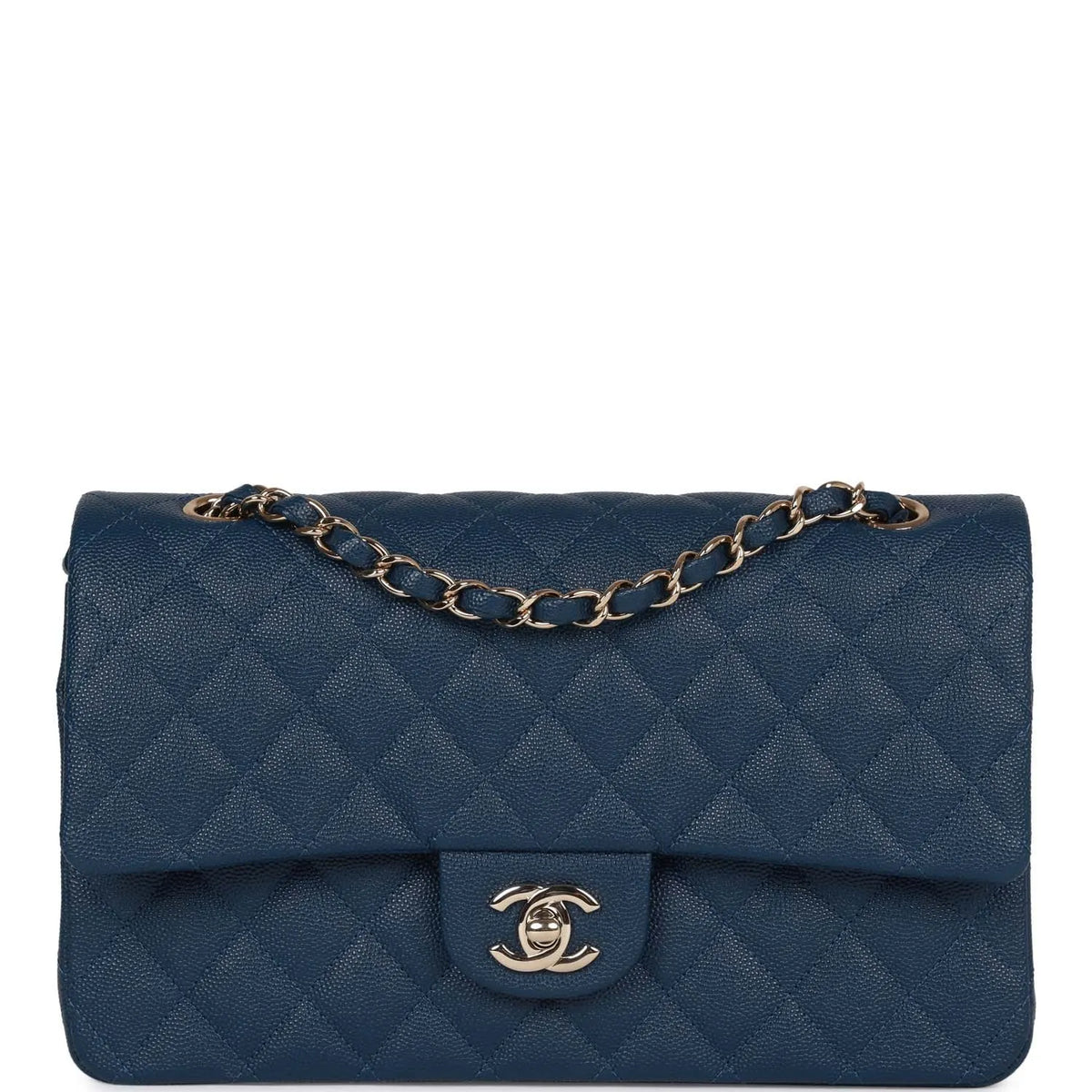 Classic Double Flap Bag Blue Caviar K2773