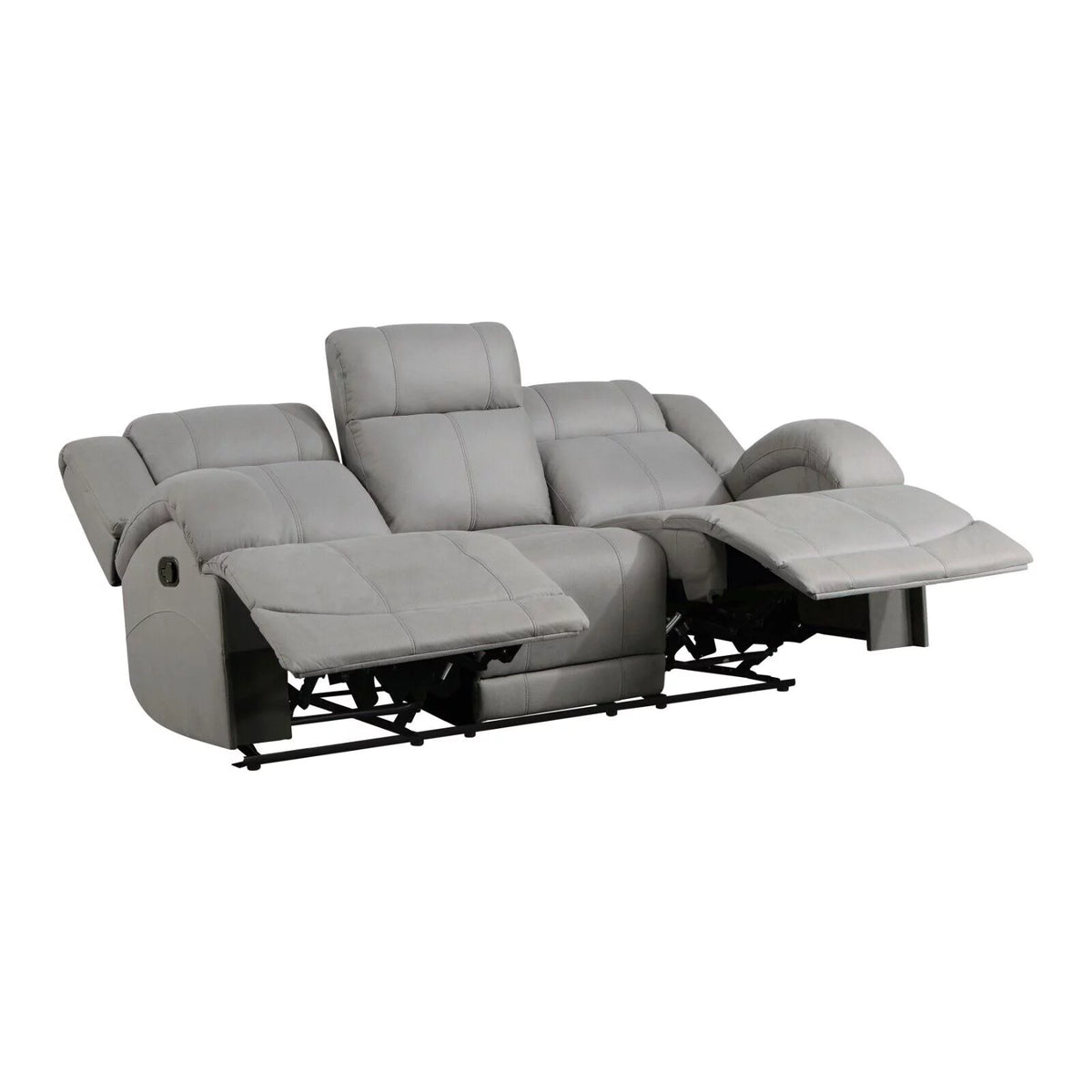 Gray Polished Microfiber Reclining Sofa Set 2pc D306486