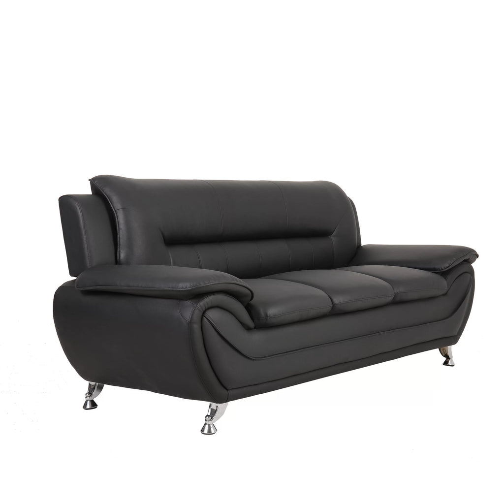 Grey Faux Leather Pillow Top Arm Sofa J6932