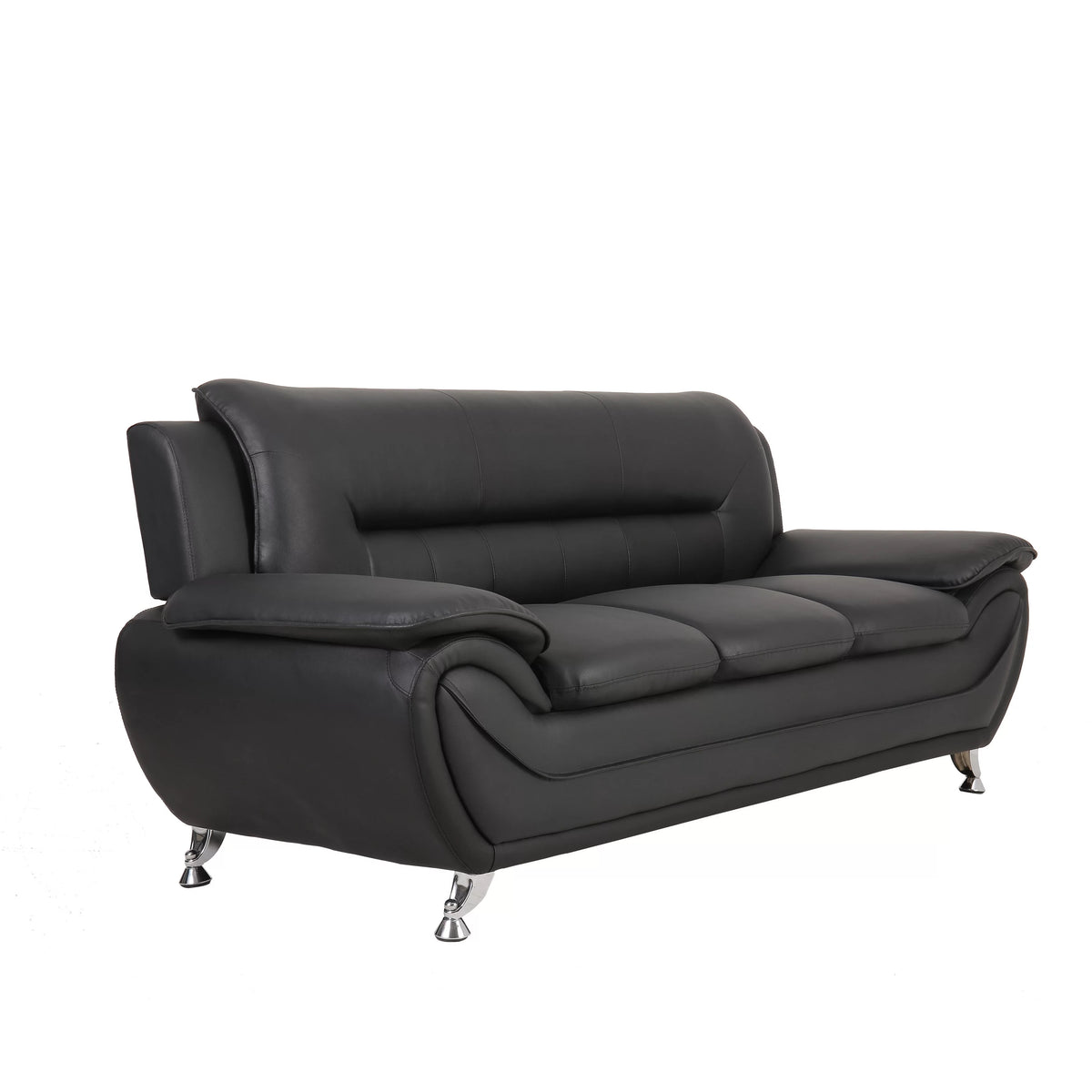 Grey Faux Leather Pillow Top Arm Sofa J6932