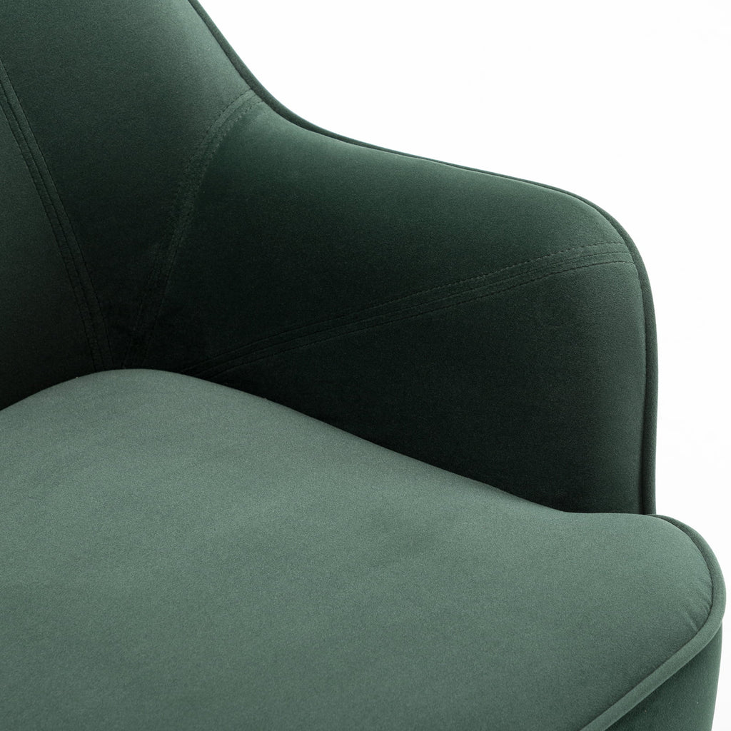 Dark Green Velvet Accent Chair with Gold Legs E898827