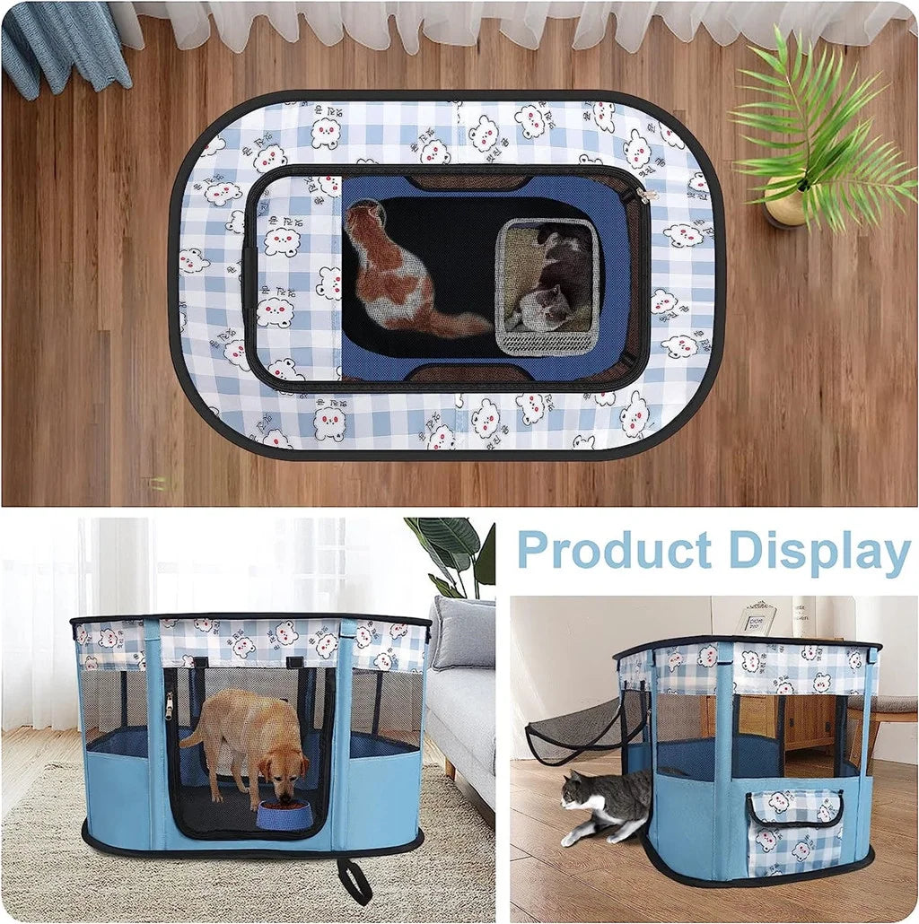Portable Foldable Dog Playpen with Carrying Case P6910