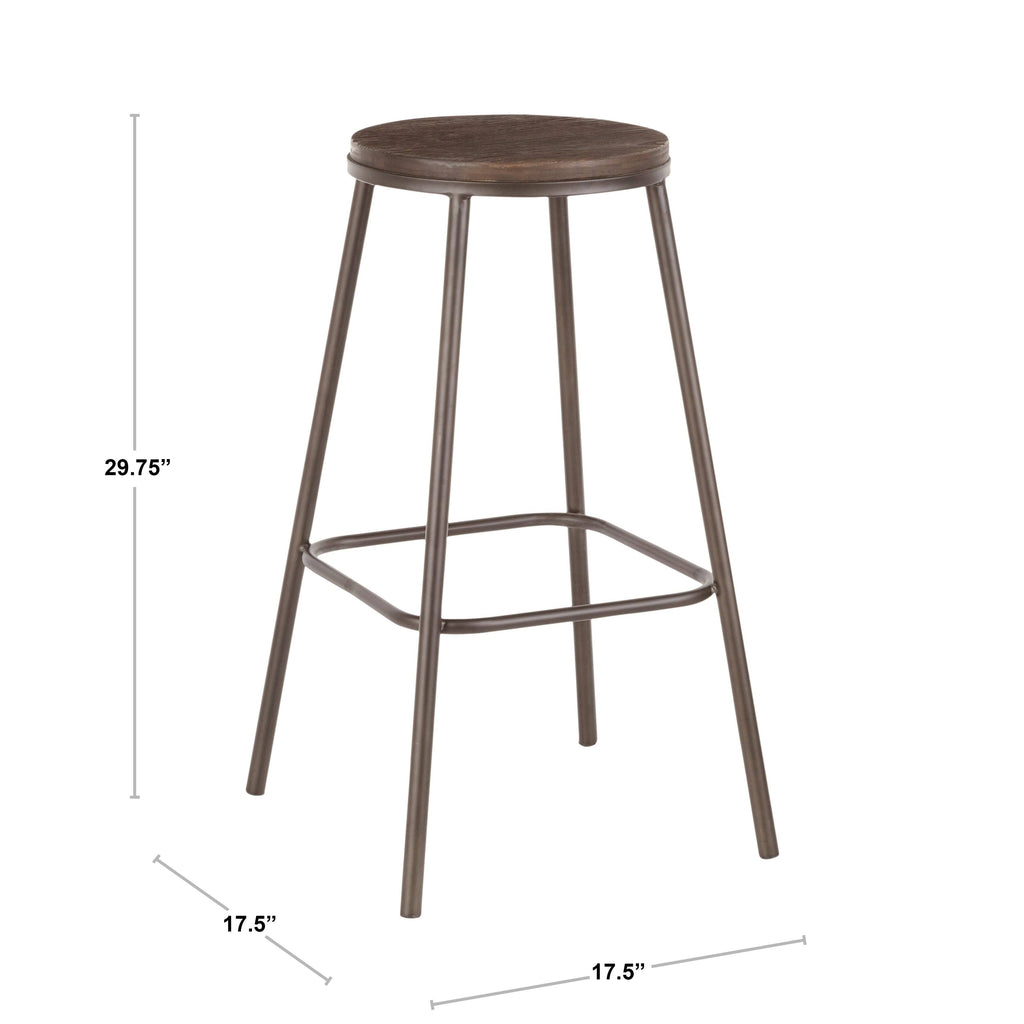 Industrial Round Bar Stool (Set of 2) Vintage White/Espresso Y1628