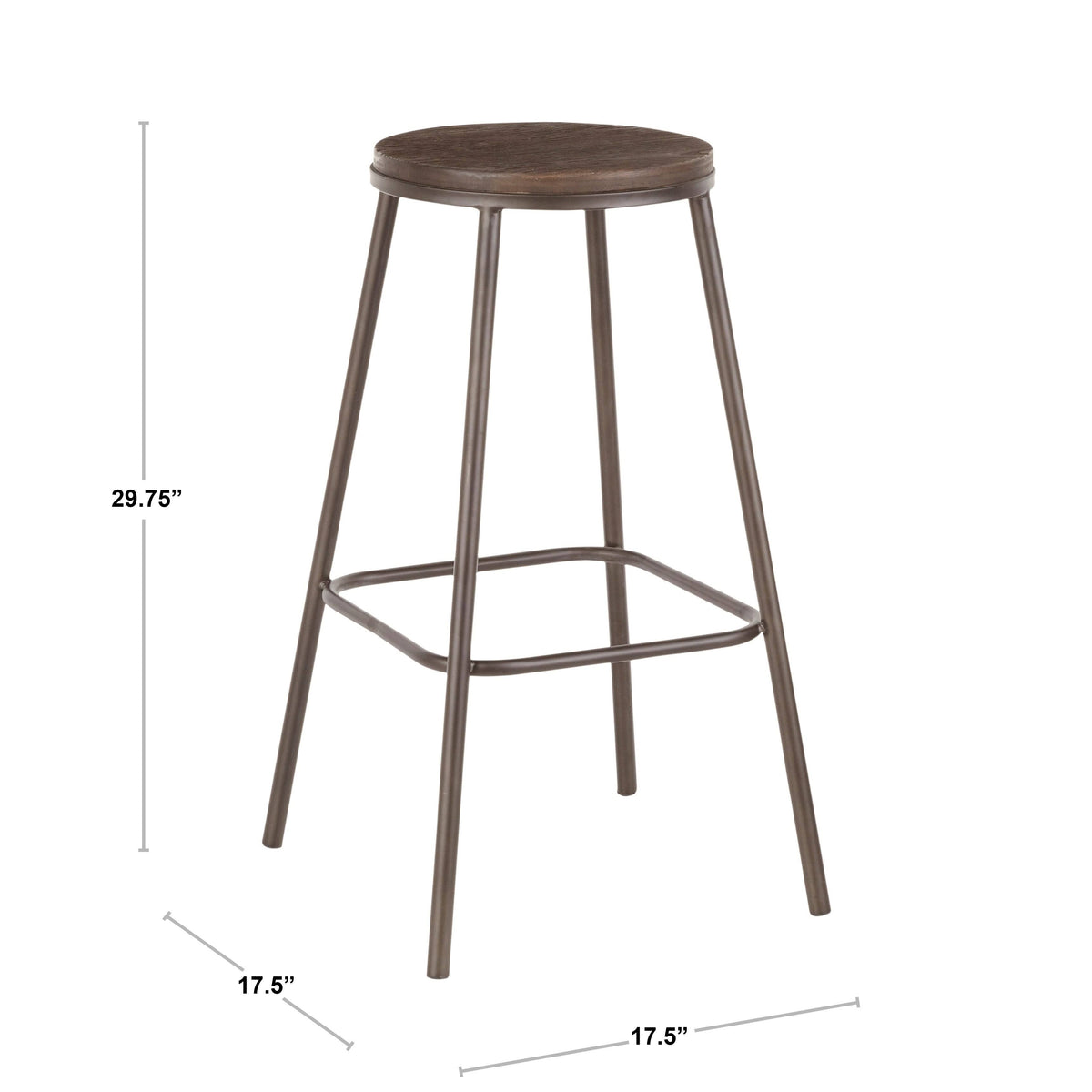 Industrial Round Bar Stool (Set of 2) Vintage White/Espresso Y1628