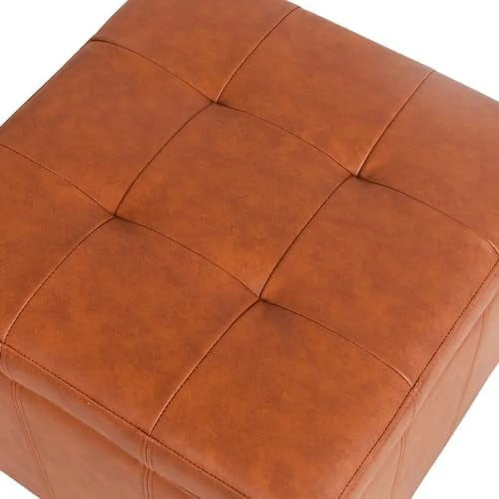 Square PU Leather Tufted Cube Ottoman O6068