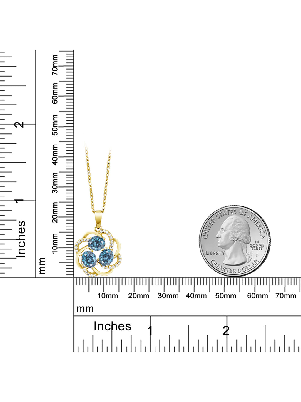 18K Yellow Gold Plated Oval Persian Blue Moissanite Pendant Necklace L107946