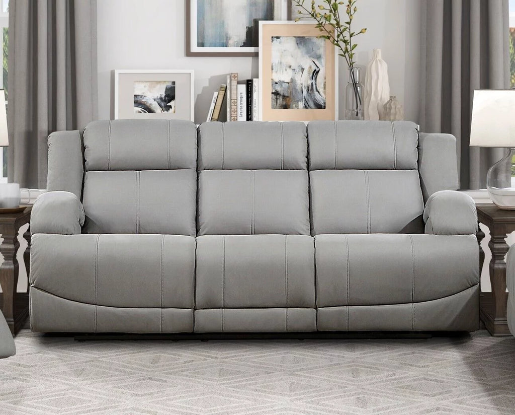 Gray Polished Microfiber Reclining Sofa Set 2pc D306486