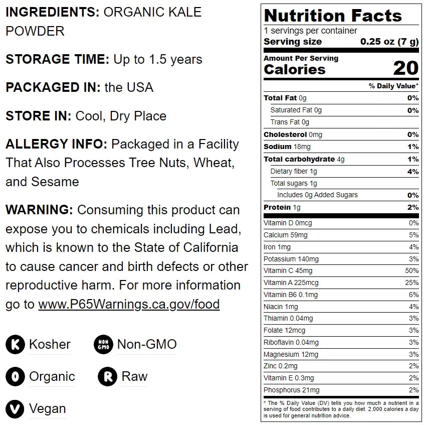 Organic Kale Powder, 14 Pounds S31850
