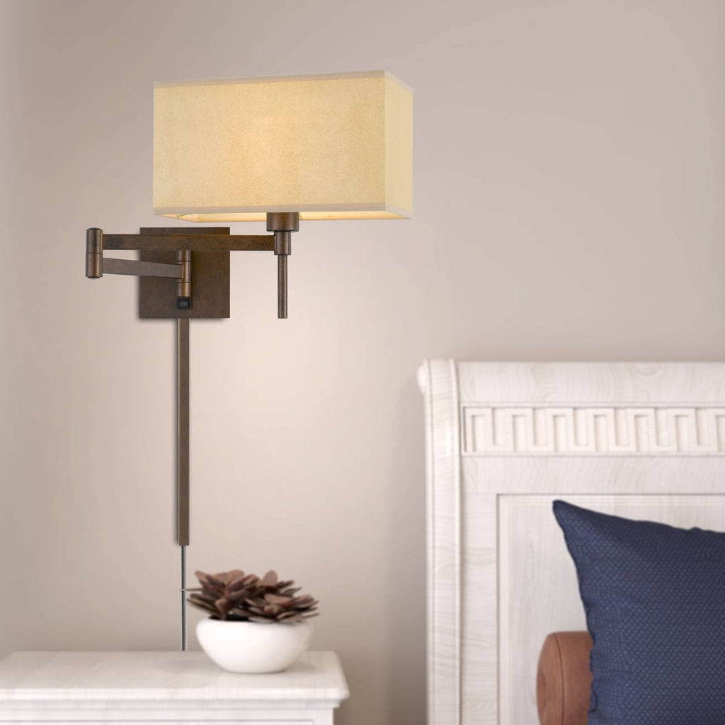 12x22 Wall Swing Arm Reading Lamp with Fabric Shade Rust Q87492