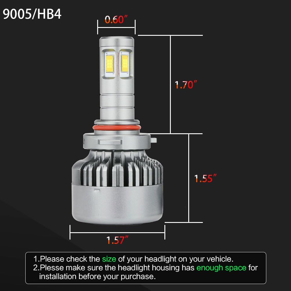 9006 LED Headlight Bulb 100W 6000K Low Beams Fog Lights Pack of 2 J8100