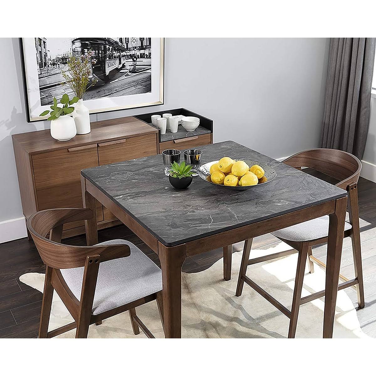 Wood Counter Table Set with 2 Counter Stools in Light Gray U1332
