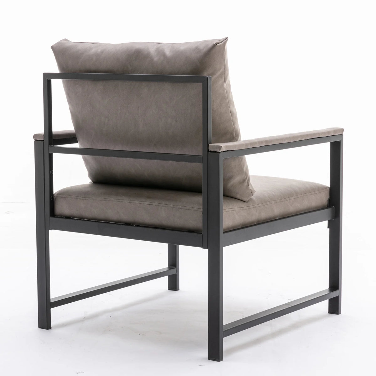 Gray Faux Leather Accent Chair with Black Metal Frame N36575