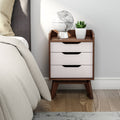 White and Walnut 3-Drawer Nightstand Q632
