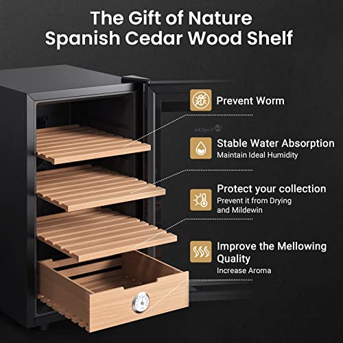 8L Electric Cigar Humidor Cabinet with Cedar Wood Shelves K665