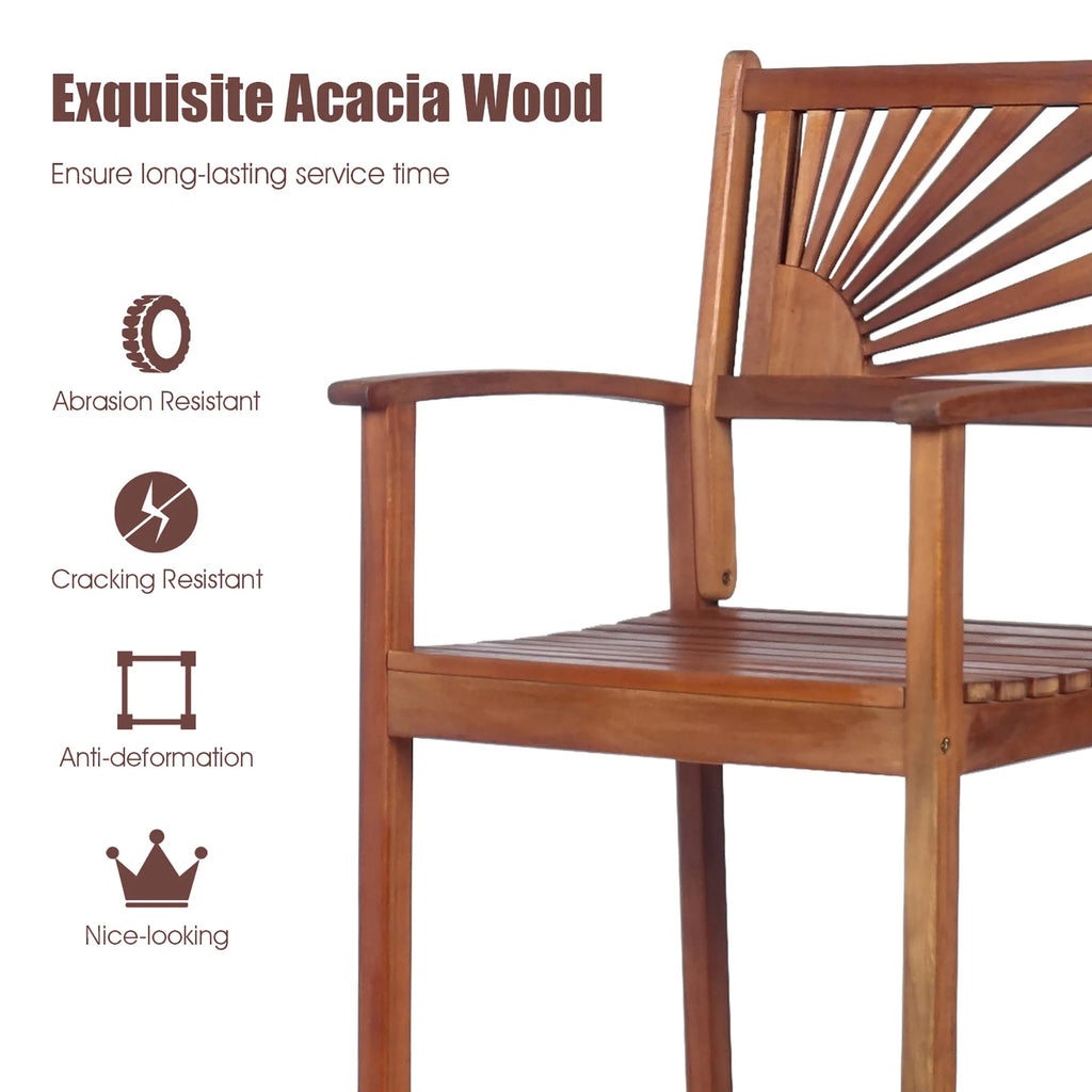 Set of 2 Acacia Wood Bar Stools with Armrests Y825