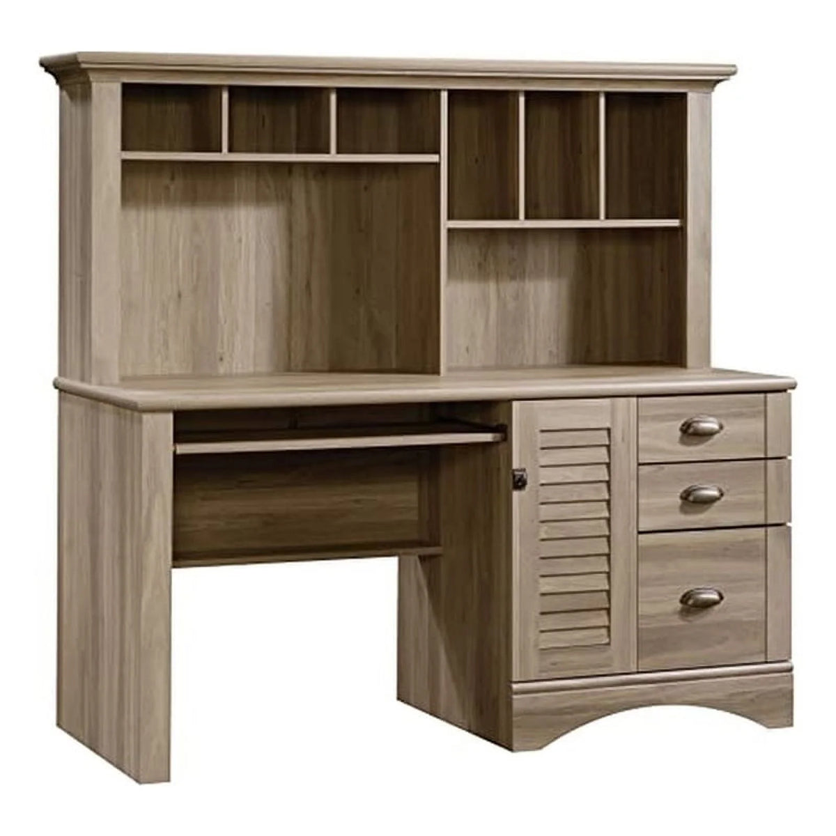 Modern Wood Computer Desk with Hutch O204426