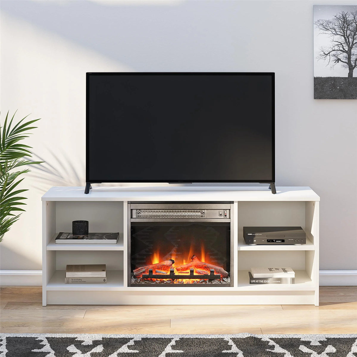 White Fireplace TV Stand B797776