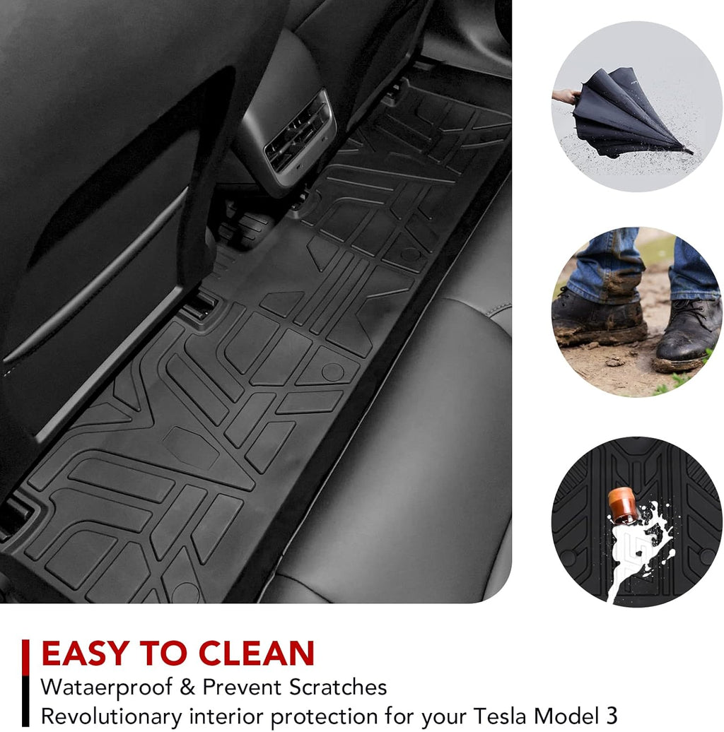 TPE Full Set Waterproof Floor Mats for Model 3 2021 2022 Y139