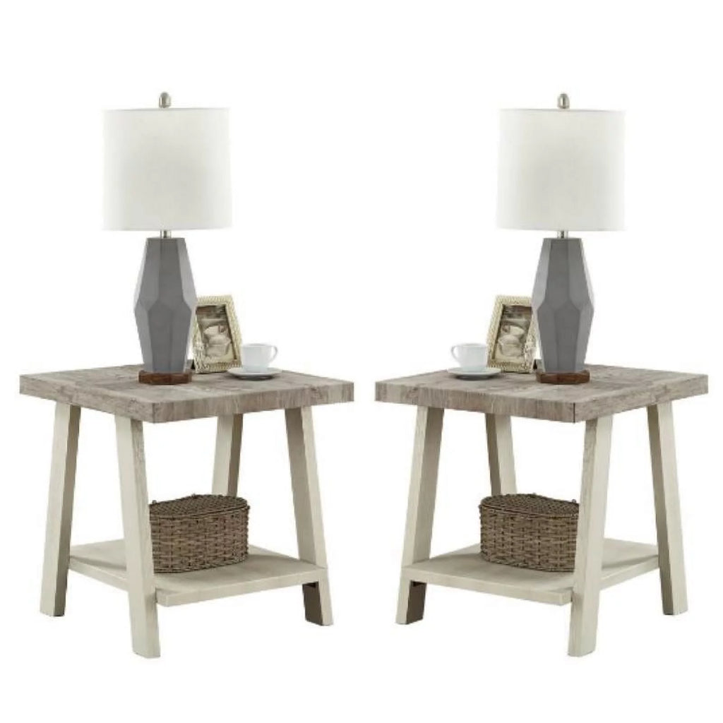 Contemporary Wood End Table Set of 2 B3414