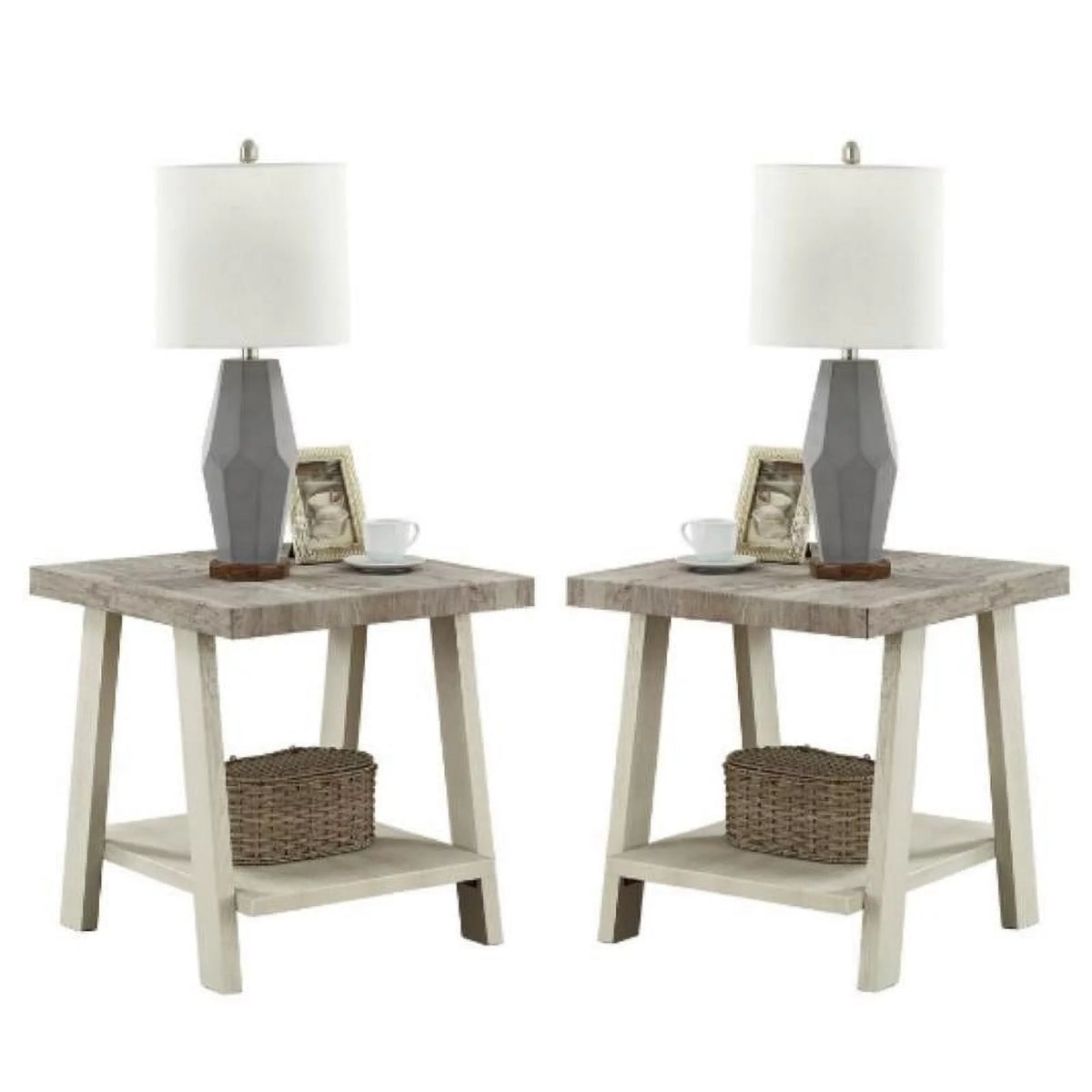 Contemporary Wood End Table Set of 2 B3414