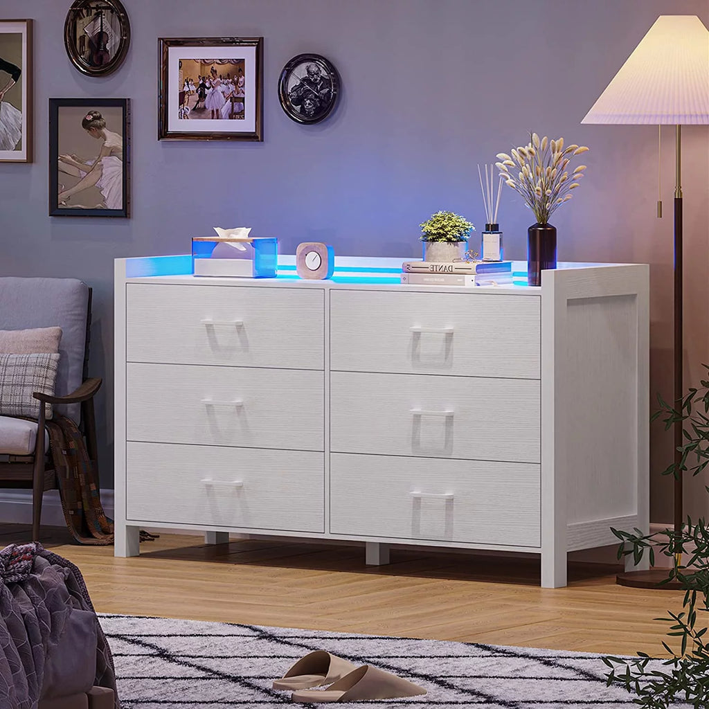 White 6 Drawer Wooden Dresser S83083