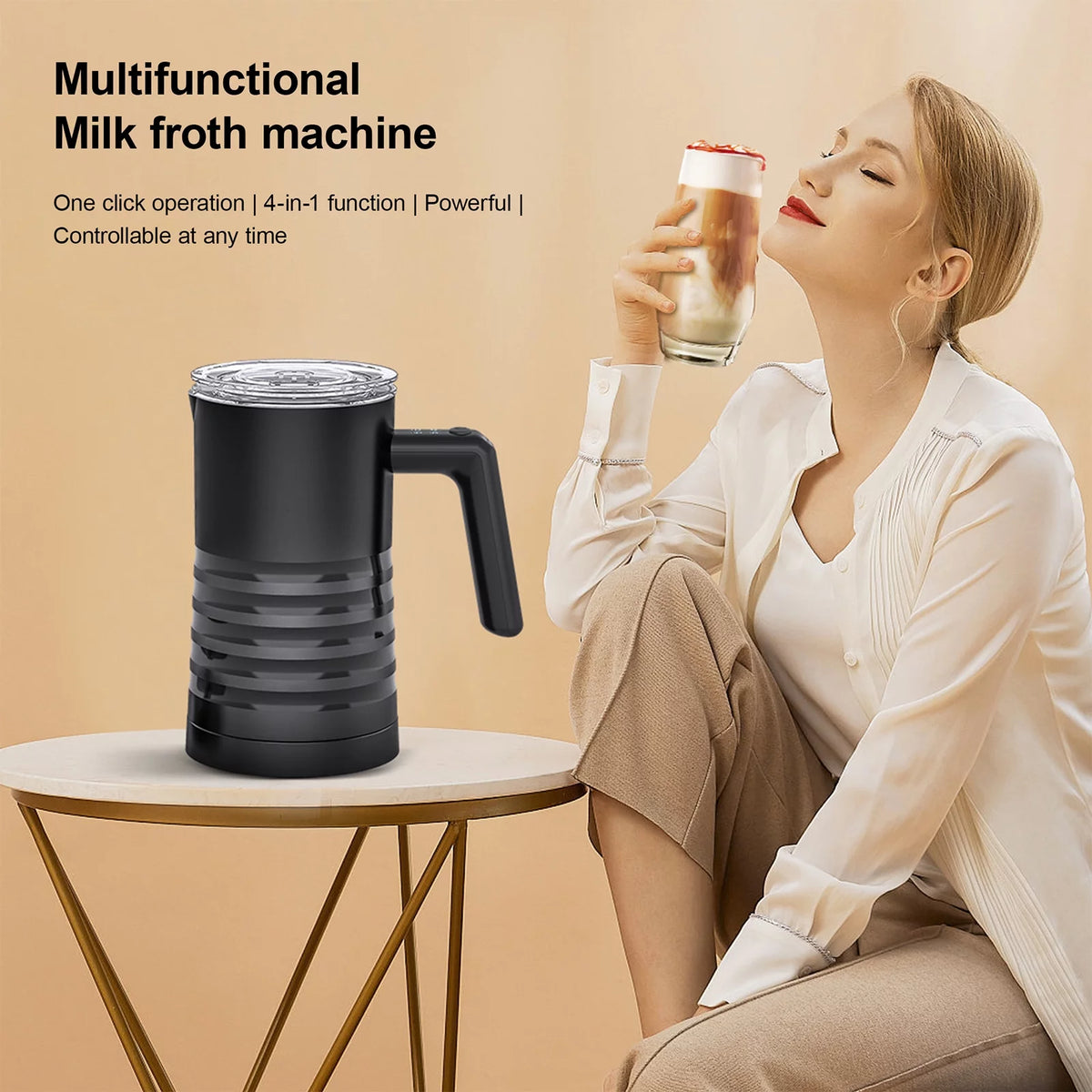 Electric Milk Frother and Steamer 4 in 1 580ml Stainless Steel R725