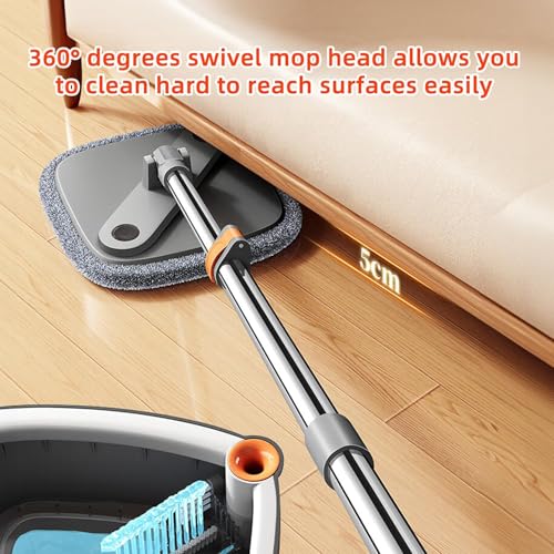 Spin Mop and Bucket Set with 2 Microfiber Mop Pads D206063