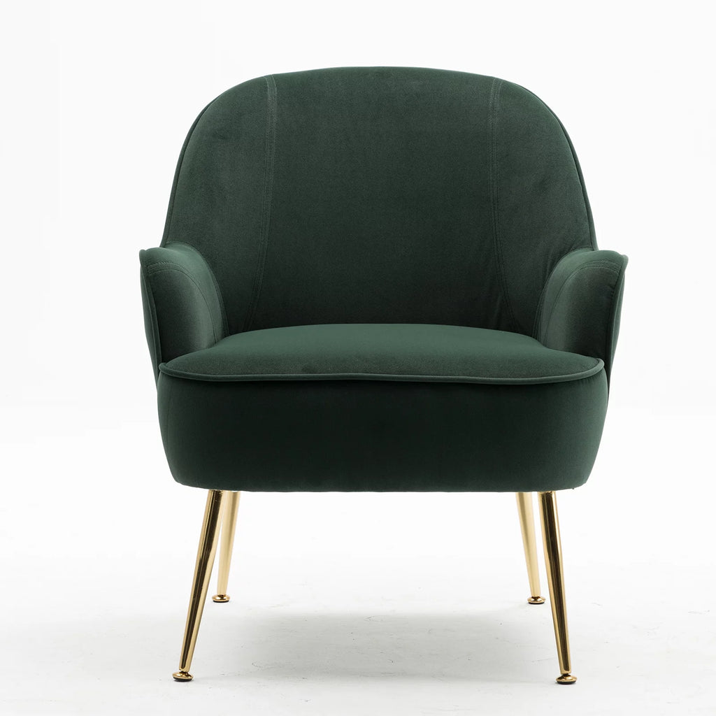 Dark Green Velvet Accent Chair with Gold Legs E898827