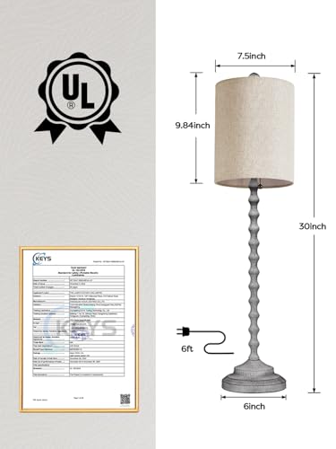 Set of 2 30" H Table Lamps with Metal Bases & Linen Shades X28382